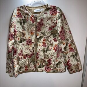 Alfred Dunner Quilted Jacket Women's Size 18 Granny/Cottagecore Boho Whimsical